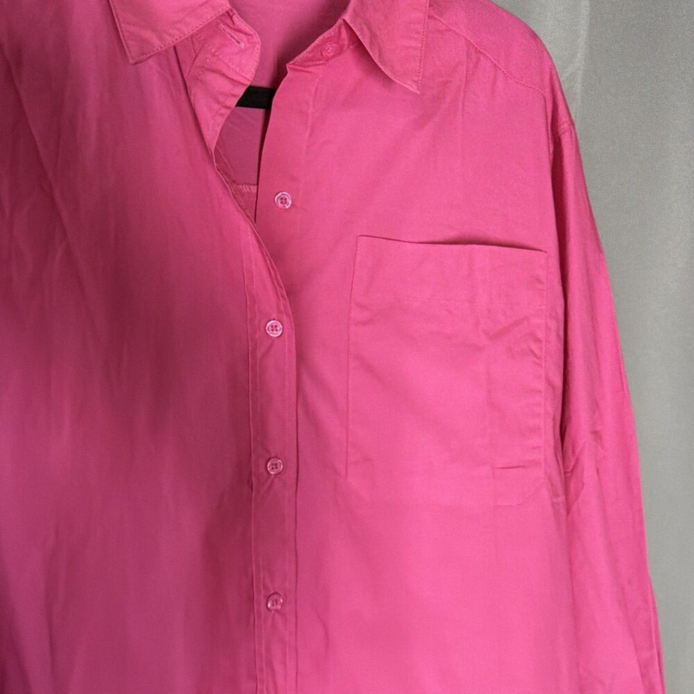 English Factory Hot Pink Cotton Button Down Mini Shirt Dress Size Small S - Picture 9 of 12